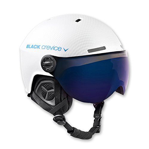 Black Crevice Skihelm met vizier en extra oranje wisselvizier, Arlberg, wit/blauw carbon, maat S/M