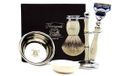 Haryali London Ivoor Colour Shaving Set Voor Heren - Pure Sliver Tip Badger Haar, Borstel Stand, RVS Bowl en gratis Zeep - Cadeau