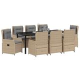 vidaXL Tuineetkamerset, 9-delig, rotan, beige