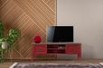 Stijlvolle rode tv-unit, 150 cm breed, 40 cm hoog, 50 cm diep, 100% MDF met spreuken top en hoornbeam poten, modern design voor woonkamer en entertainmentruimtes
