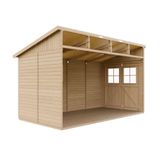 Timbela M340+M340G - Houten tuinhuis - 7,94 m² - 416x216xH249 cm - met vloer en zonder zijwand (totaal 3 wanden)