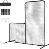 VEVOR L-type Honkbal voor Slagkooi, 84" x 38" x 84" Veiligheidsparaplu voor Honkbal en Softbal, Draagbaar Slagnet met Draagtas en Grondpalen, Pitchingnet om Werpers te Beschermen, Zwart