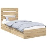 vidaXL Opbergbed met lade Sonoma Eik 70 x 190 cm Bewerkt hout