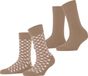 Esprit Wool Hearts 2 Pack gedessineerd katoen multipack sokken dames bruin - maat 39-42
