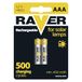 Raver by EMOS - Solar AAA micro batterijen - oplaadbare batterijen voor zonnelampen - NiMH - 1,2V, HR03, 400 mAh - bedrijfstemperatuur -20 °C tot +50 °C - min. 500 laadcycli - 2 stuks