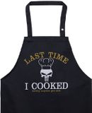 EXPRESS-STICKERIJ Schort amusant avec le texte La dernière fois que j'ai cuisiné, presque personne n'est tombé malade. Tablier de cuisine pour dames/hommes, réglable - Tablier de barbecue pour maîtres grillards. Tablier de cuisine hommes. Fans de barbecue.