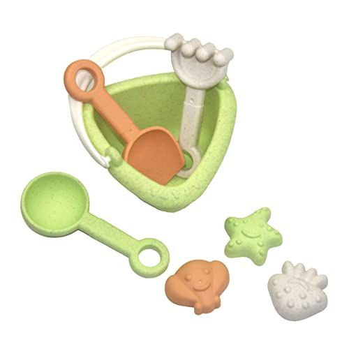 alldoro 60175 Mijn eerste zandspeelgoed - 7-delig - strandspeelgoed met emmer, schep, hark, lepel en 3 zandvormpjes - emmerset met 7 delen van kunststof tarwestro-mix - voor kinderen vanaf 18 maanden