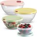 SIGNORA WARE Boîtes de conservation alimentaire avec couvercle, 4 pièces, 1701 ml, 1,2 l, 765 ml, 368 ml, 368 ml, plastique réutilisable, sans danger pour les aliments, bols ronds empilables avec couvercles hermétiques et étanches, congélateur et