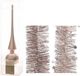 Decoris Kaemingk B.V. Kerstversiering glazen piek glans 26 cm en folieslingers pakket lichtroze van 3x stuks - Kerstboomversiering