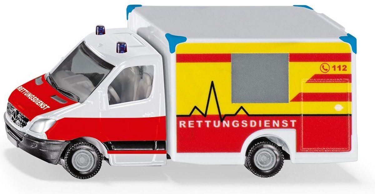 SIKU 1536, Ambulance, metaal/kunststof, rood/geel/wit, veelzijdig in gebruik, speelgoedauto voor kinderen