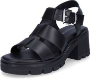 Tamaris - Femmes - Sandale - Noir - Cuir - Hauteur de talon 5-7 cm - Talon bloc - Taille 41