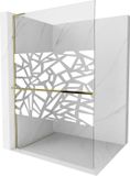 Mexen Kioto+ L paroi de douche avec étagère Walk-in 90 x 200 cm, motif blanc, or