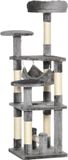 PawHut krabpaal - spaanplaat/sisalfiber/pluche - 40x40x132 cm - grijs