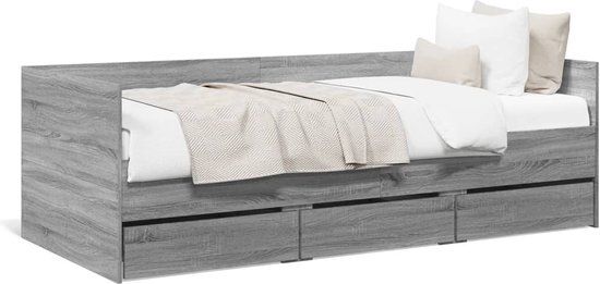 vidaXL Slaapbank met lades zonder matras 100x200 cm grijs sonoma eiken