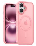 UNBREAKcable Magnetisch hoesje voor iPhone 16, 6,1 inch, compatibel met MagSafe, volledige camerabescherming, ingebouwde magnetische ring, valbescherming, schokbestendig, dun telefoonhoesje, roze