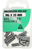 Deltafix Inbusbout verz.kop M6x20mm RVS 7 stuks
