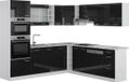 Vicco Hoekkeuken R-Line, Zwart hoogglans/Wit, 247 x 237 cm zonder werkblad