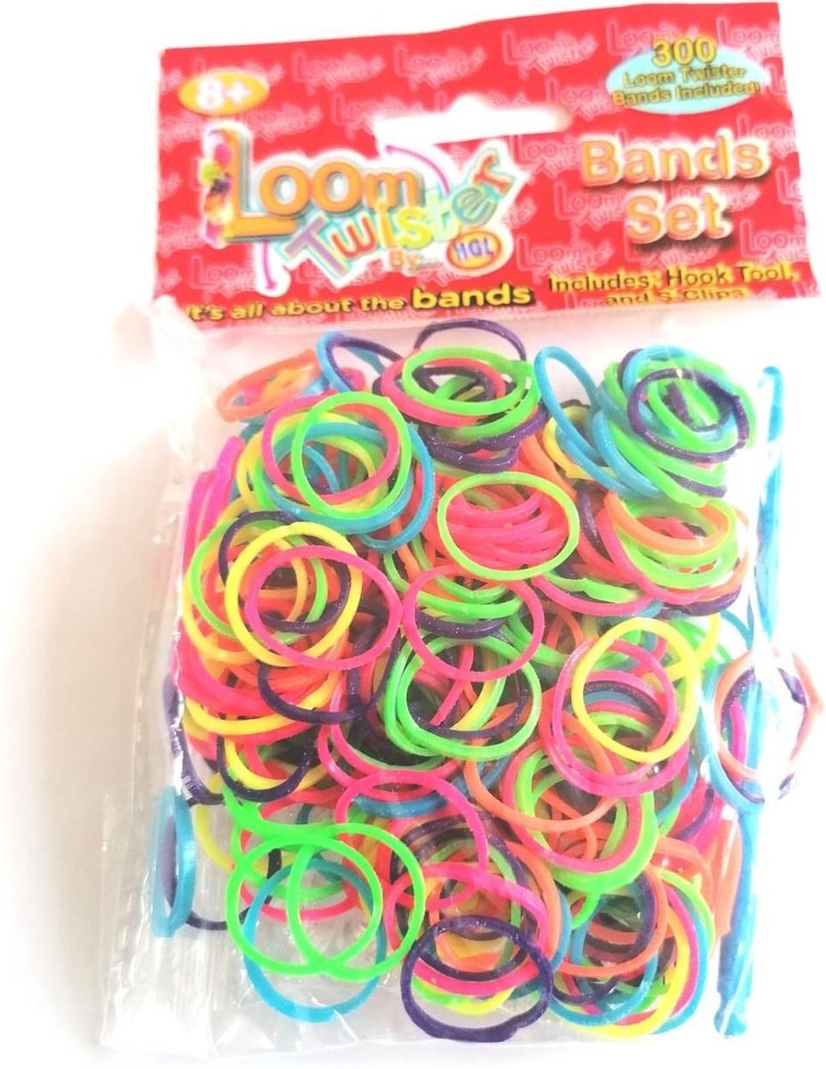 Loom twister Loombandjes Neon Junior Rubber 300-delig