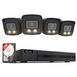 Hilook Bewakingscamerasysteem voor Buiten - 4x 8MP/4K Bulletcamera's, Kleur Nachtzicht, AI Detectie, 8-Kanaals NVR, 2TB HDD