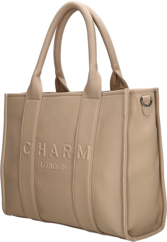 Charm London Bond Handtas - Schoudertas - 42 x 34 x 16 cm - Laptoptas 15,6 inch - Crossbody - Zand