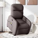 Fauteuil Relax Fauteuil Inclinable De Massage Marron Foncé Tissu