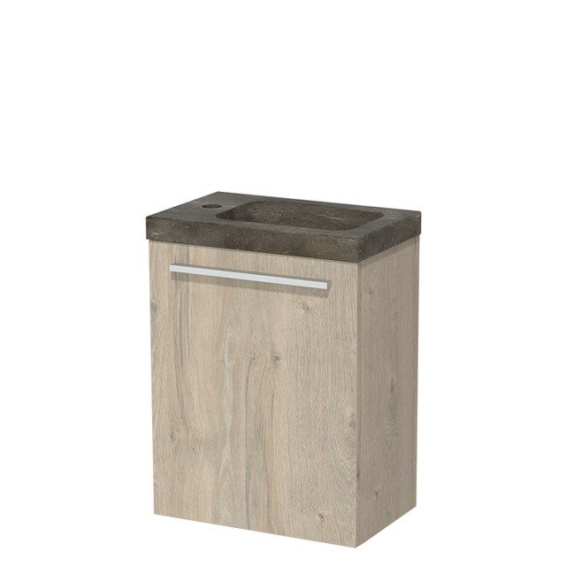 Maxaro Toiletmeubel met Wastafel Natuursteen Modulo Lichtgrijs Eiken 40 cm