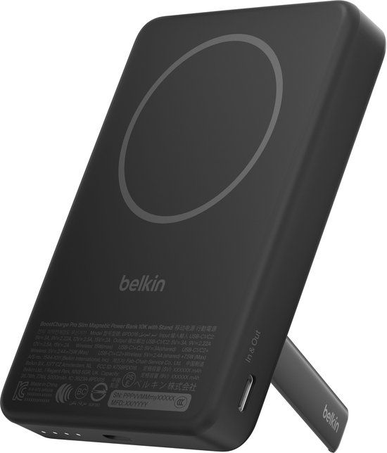 Belkin BoostCharge Slim Powerbank 10.000 mAh – Qi2 15W – MagSafe-compatibel – USB-C 30W – Zwart