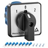 Heschen SZW26-20/D202.2 Universele nokkenschakelaar, draaischakelaar, 660 V, 20 A, ON-OFF-ON, 3 standen, 2 fasen, 8 klemmen, CE