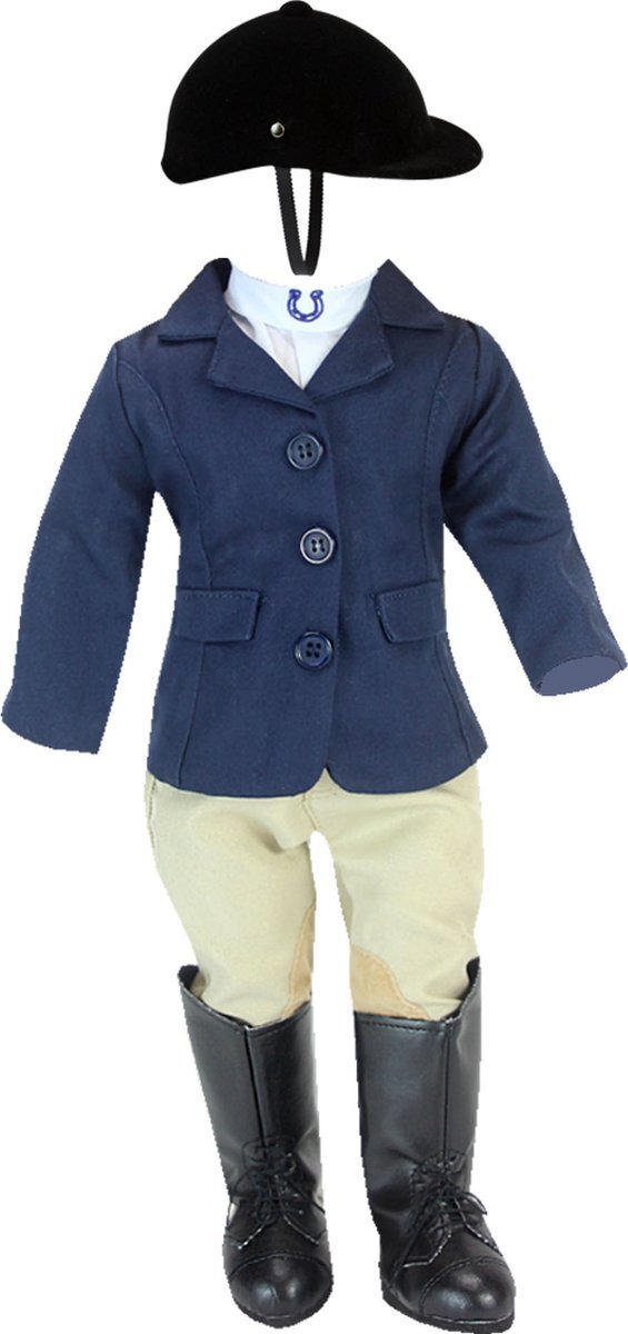 Sophia's by Teamson Kids Paardrijden Outfit voor 18" Poppen - Ruiter - Jas, Broek, Laarzen en Zwart Fluweel Helm - Poppen Accessoires - Marineblauw (Pop niet inbegrepen)