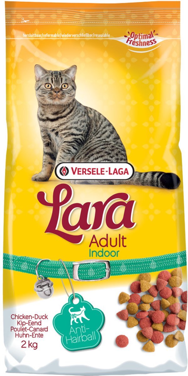 VERSELE-LAGA Lara - Adult Indoor - Kip/Eend - Kattenvoer - 2 kg