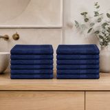 The Linen Room Gastendoekjes – 30 x 30 cm – Set van 12 – 100% Katoen – 600 GSM Dubbelgetwijnd 20/2 Garen – OEKO-TEX® – Zacht & Absorberend – Donkerblauw