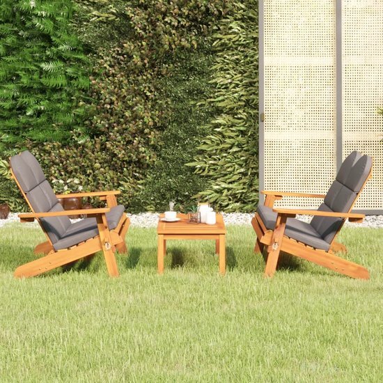 The Living Store Adirondack loungeset - Acaciahout - Inklapbaar - 126x84x90 cm - Inclusief kussens