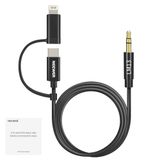 NEEWER 1 m 2-in-1 AUX-kabel, 3,5 mm TRS naar USB C/iOS audiokabel