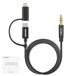 NEEWER 1 m 2-in-1 AUX-kabel, 3,5 mm TRS naar USB C/iOS audiokabel
