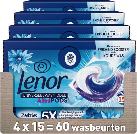 Lenor Wasmiddel All-in-1 Pods Zeebries - 4 x 15 stuks