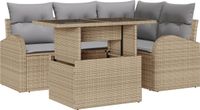 vidaXL Tuinbank Set 5-delig 4 zitplaatsen Beige Polyrotan
