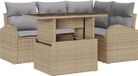 vidaXL Tuinbank Set 5-delig 4 zitplaatsen Beige Polyrotan