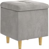 vidaXL Ottoman met opbergruimte lichtgrijs 40 x 40 x 45 cm fluweel
