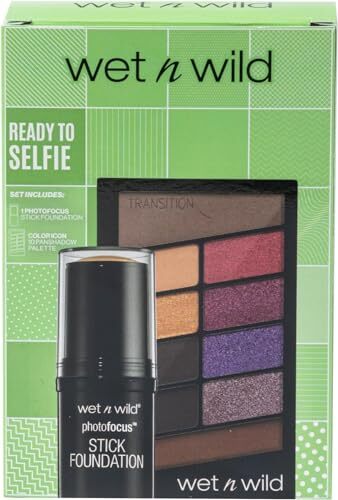 Wet n Wild Wet n Wild Ready to Selfie Set, Make-up Set met Photo Focus Stick Foundation in Soft Beige Shade & Color Icon 10 Pan Eyeshadow Palette, Langdurige Gezichtsmake-up met Intense Vochtigheid
