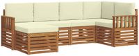 vidaXL - Hoek loungeset - 6 zitplaatsen - Natuurlijk en crème - Polyester