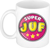 Bellatio Decorations Cadeau mok/beker - Super juf - wit - 300 ml