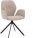 Goossens Eetkamerstoel Hera - Beige - Stof - Met armleuning - Spinpoot