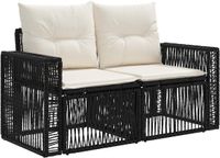 vidaXL Tuinbank 2-Aantal zitplaatsen Zwart poly rattan