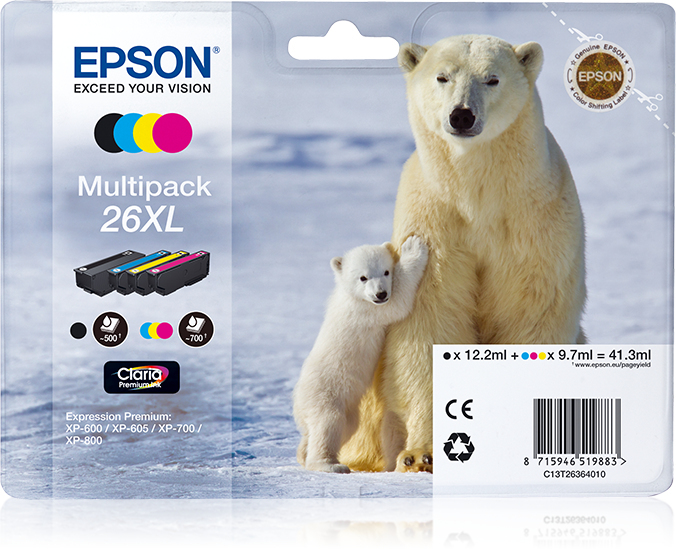 Epson Polar bear  Multipack 4-colours 26XL Claria Premium Ink