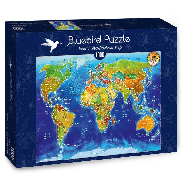Bluebird Puzzle World Geo-Political Map Puzzel (1000 stukjes)