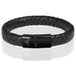 Memphis Gevlochten Leren Armband Zwart - 20cm