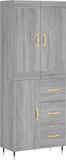vidaXL High Cabinet - 69.5x34x180 cm - Wood - Gray Sonoma Oak