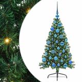 vidaXL - Kunststof - Voorverlichte - Kerstboom - met - 150 - LED - Groen - 120 - cm - PVC