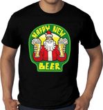 Bellatio Decorations Shoppartners Bv Grote maten foute Kerst t-shirt - oud en nieuw / nieuwjaar shirt - happy new beer / bier - zwart voor heren - kerstkleding XXXXL
