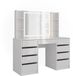 Vicco Kaptafel met licht Sherry, Wit/Wit Hoogglans, 128.2 cm met LED-spiegel